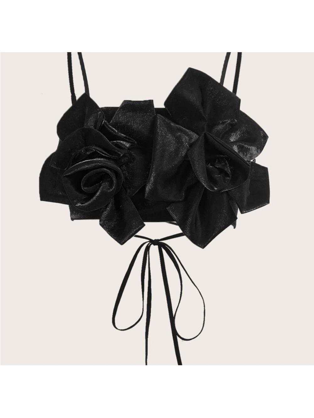 Black Floral Appliqué Bandeau Bralette